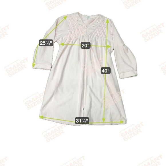 Miss Elaine Womens Long Sleeve Pink Nightgown L Cotton Fleece Housecoat NEW - Picture 5 of 5